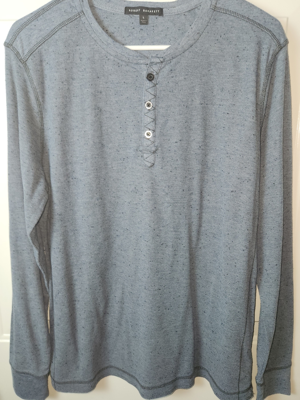 Robert Barakett Men's Blue Long-Sleeve Henley Shirt Size L